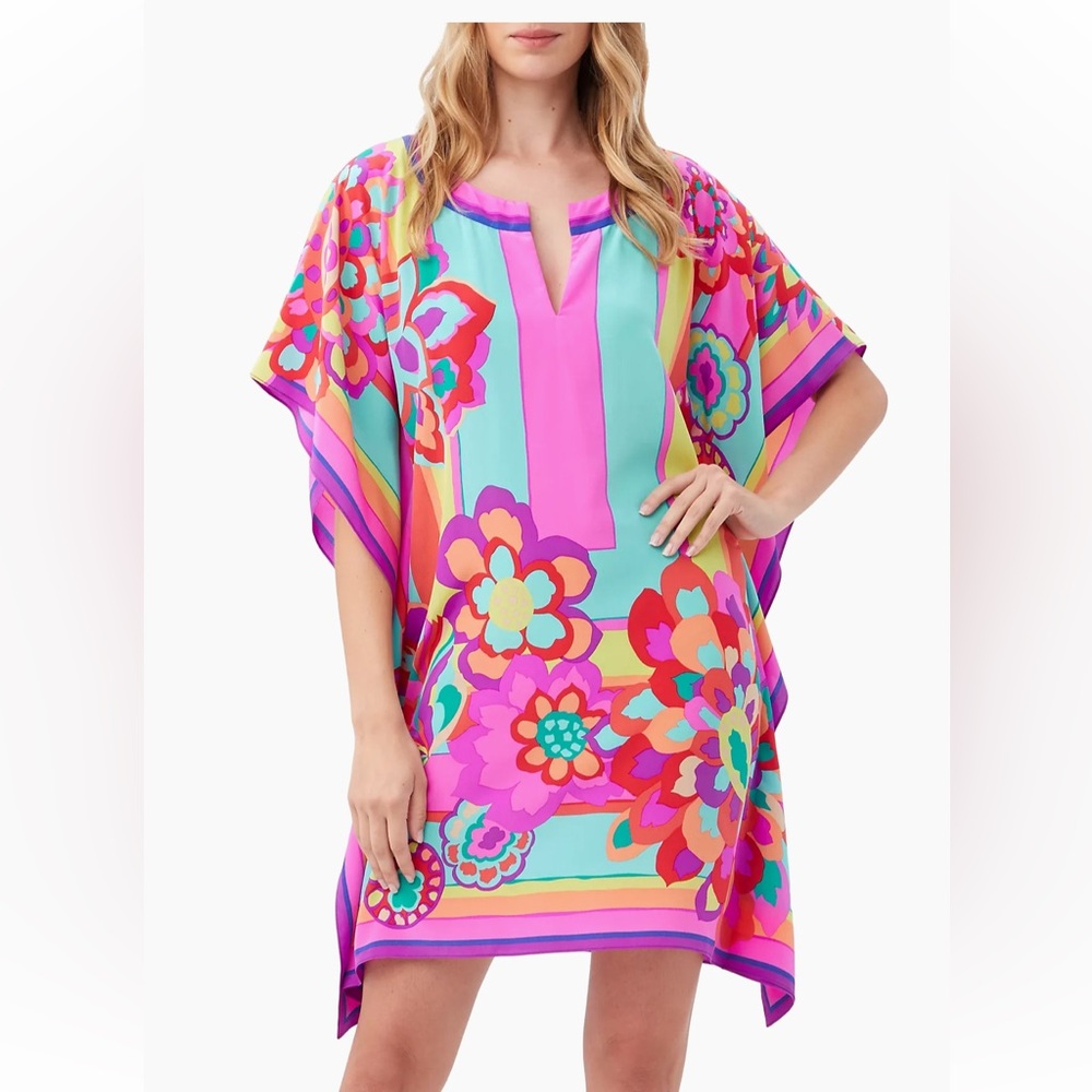 Trina Turk Bright Multi-Color Floral Mini Dress - Picture 4 of 5